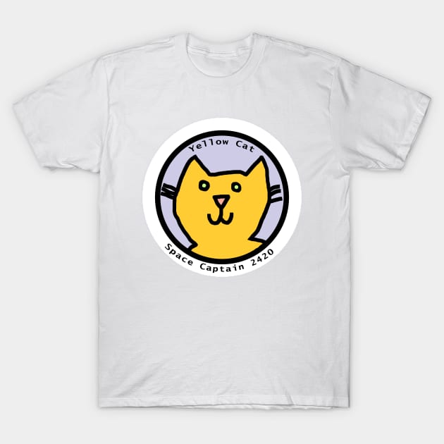 Space Cat Portrait of Captain Yellow Cat T-Shirt by ellenhenryart